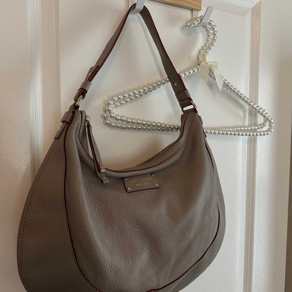 Kate Spade grayish/ Taupe Leather Hobo w/ dust bag included!
